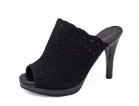 Women Sandals High Heel HSC-02 Black Suede-Black Nappa