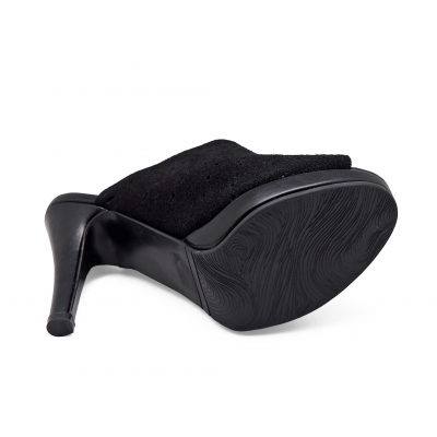 Women Sandals High Heel HSC-02 Black Suede-Black Nappa