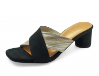 Women Sandals HSC-04 Black Suede-Imported Print Leather