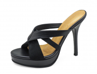 Women Sandals High Heel HSC-30 Black Nappa-Black Suede