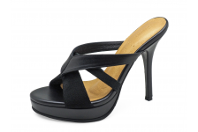 Women Sandals High Heel HSC-30 Black Nappa-Black Suede