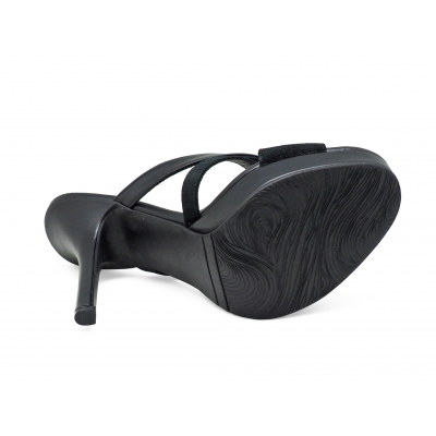 Women Sandals High Heel HSC-30 Black Nappa-Black Suede