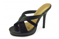 Women Sandals High Heel HSC-30 Black Nappa-Black Suede