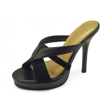 Women Sandals High Heel HSC-30 Black Nappa-Black Suede