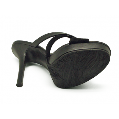 Women Sandals High Heel HSC-30 Black Nappa-Black Suede