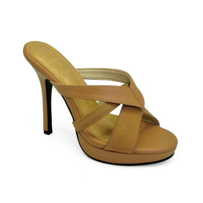 Women Sandals High Heel HSC-30 Beige Nappa-Cream Suede