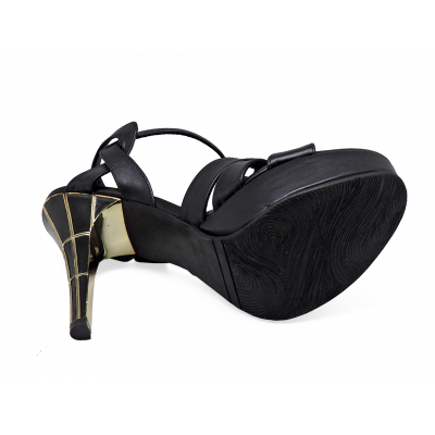 Women Sandals High Heel HSC-63 Black Nappa