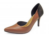 Women Courts High Heel HSC-65 Tan Nappa-Dark Brown Suede