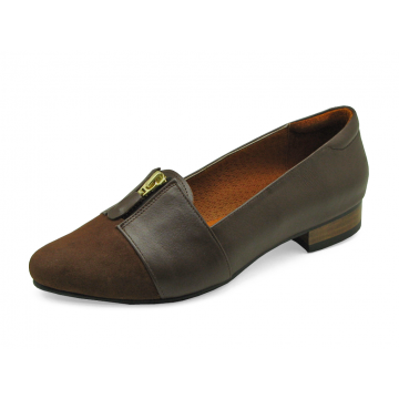 Women Courts Flat HSC-74 Brown Suede-Brown Nappa