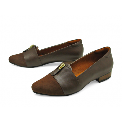 Women Courts Flat HSC-74 Brown Suede-Brown Nappa