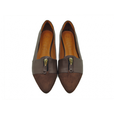 Women Courts Flat HSC-74 Brown Suede-Brown Nappa