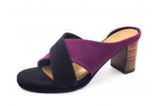 Women Sandals HSC-97 Black-Purple Suede