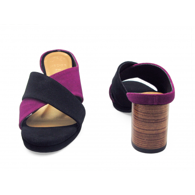 Women Sandals HSC-97 Black-Purple Suede