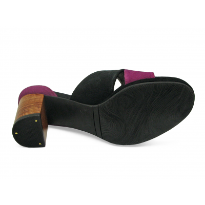 Women Sandals HSC-97 Black-Purple Suede