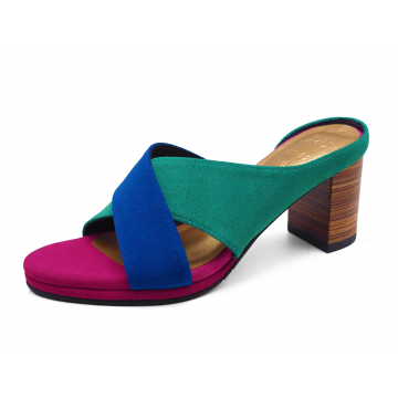 Women Sandals HSC-97 Blue-Mint Green Suede