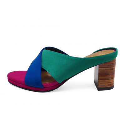 Women Sandals HSC-97 Blue-Mint Green Suede
