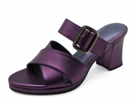 Women Sandals High Heel HSC-98 Metallic Purple Leather