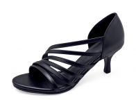 Women Sandals Middle Heel HSV-24 Black Nappa