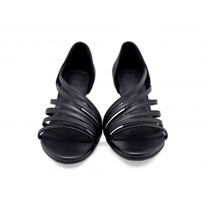 Women Sandals Middle Heel HSV-24 Black Nappa