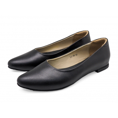 Women Courts Flat LC-30 Black Nappa