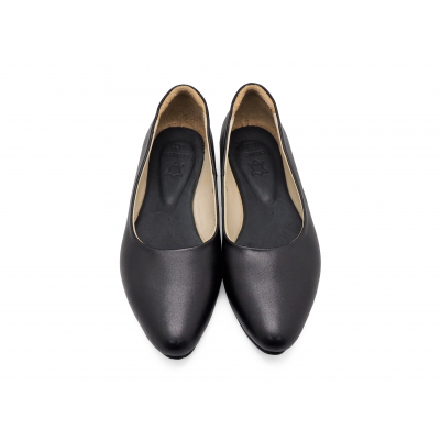 Women Courts Flat LC-30 Black Nappa