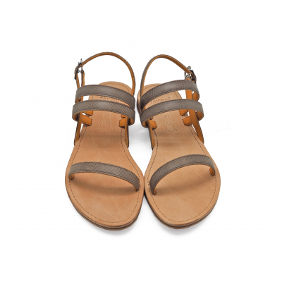 Women Sandals LS-09 Antique Brown Printed Leather
