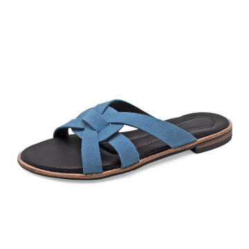 Women Sandals Flat LS-12 Blue Suede