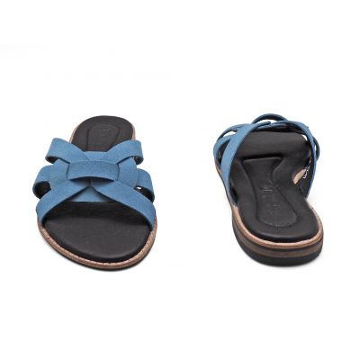 Women Sandals Flat LS-12 Blue Suede