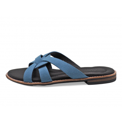 Women Sandals Flat LS-12 Blue Suede