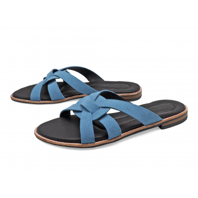 Women Sandals Flat LS-12 Blue Suede