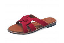 Women Sandals Flat LS-12 Red Suede