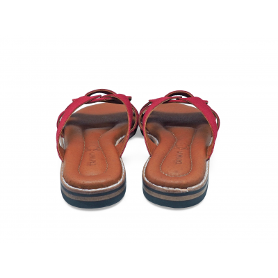 Women Sandals Flat LS-12 Red Suede