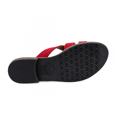 Women Sandals Flat LS-12 Red Suede