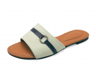 SALE 50%Women Sandals Flat LS-19 	Cream sheep leather-Navy Nappa