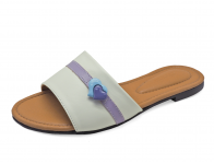 Women Sandals Flat LS-19 	Cream-Purple Nappa
