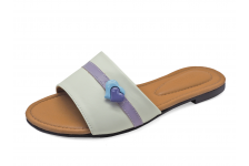 Women Sandals Flat LS-19 	Cream-Purple Nappa