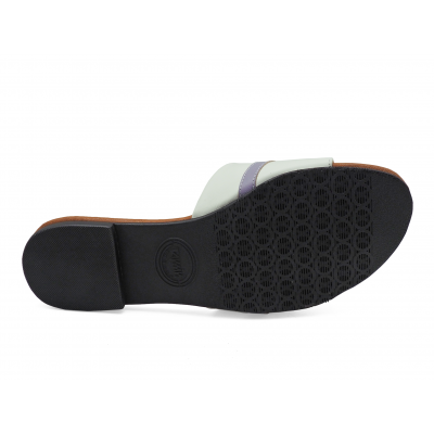 Women Sandals Flat LS-19 	Cream-Purple Nappa