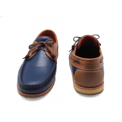 MEN LACE UPS MV-16 Blue-Tan Nappa