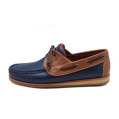 MEN LACE UPS MV-16 Blue-Tan Nappa