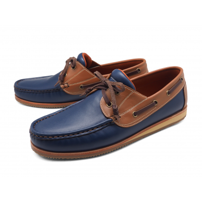 MEN LACE UPS MV-16 Blue-Tan Nappa