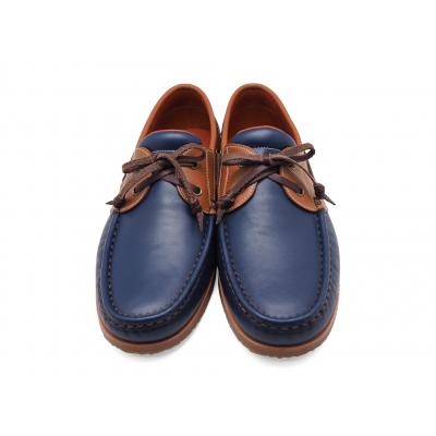 MEN LACE UPS MV-16 Blue-Tan Nappa