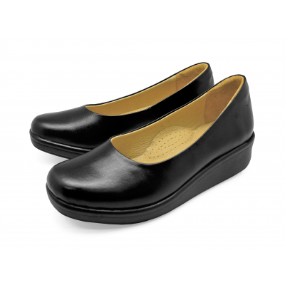 Women Courts Flat SB-05 Black Nappa