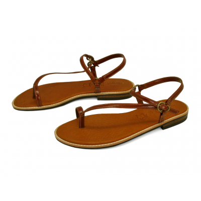 Women Sandals Flat SC-12 Tan Antique Leather