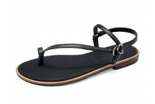 Women Sandals Flat SC-12A Black Nappa
