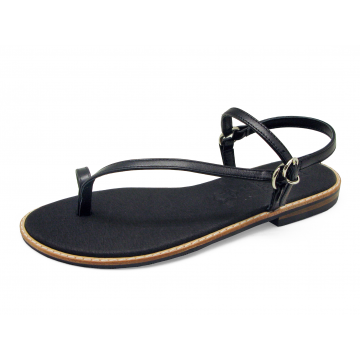 Women Sandals Flat SC-12A Black Nappa