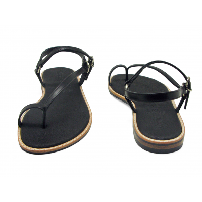 Women Sandals Flat SC-12A Black Nappa