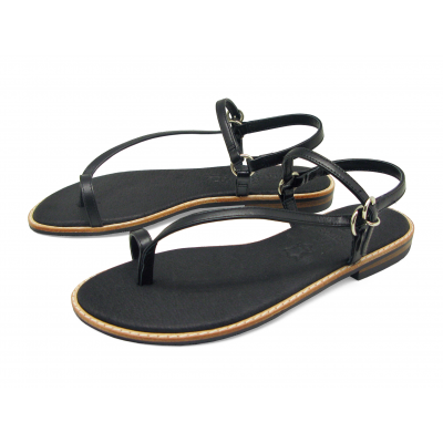 Women Sandals Flat SC-12A Black Nappa