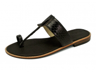 Women Sandals Flat SC-47 Black Snake Skin