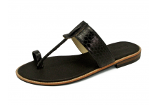 Women Sandals Flat SC-47 Black Snake Skin