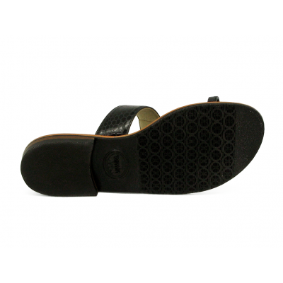 Women Sandals Flat SC-47 Black Snake Skin
